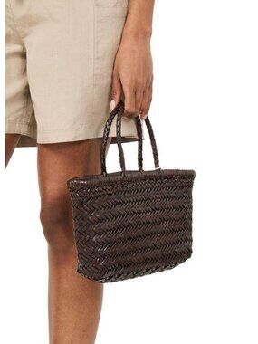 Dragon Diffusion Small Dark Brown Woven Basket Bag Dragon Diffusion